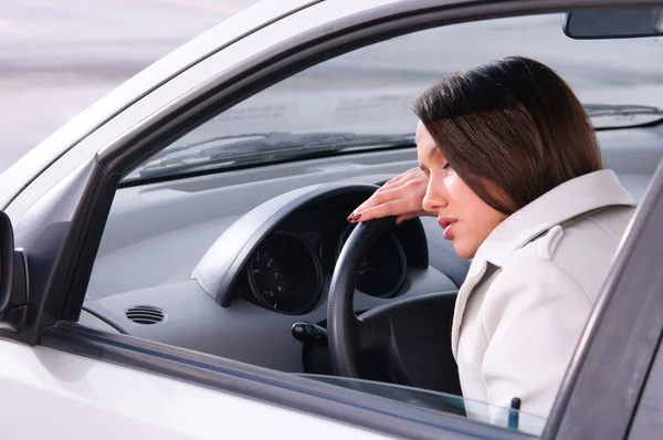 Sleeping in a car — Stock Photo, Image