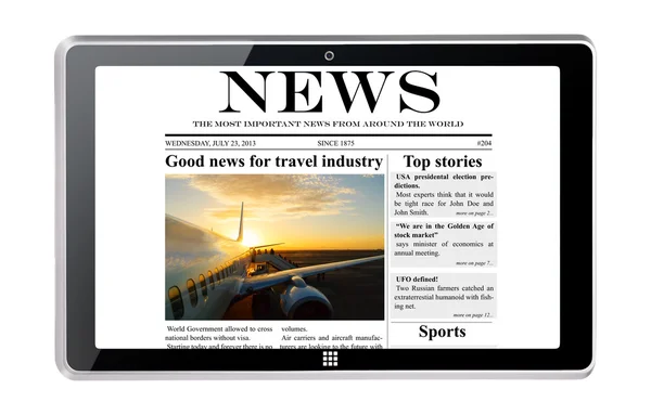 Tablet PC met nieuws — Stockfoto