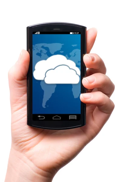 Cloud-Touchscreen-Handy — Stockfoto