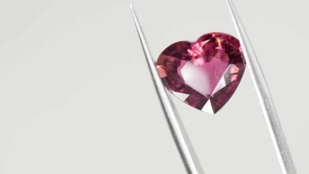 Joya Turmalina Forma Corazón Rojo Pinzas Compras Joyas Para Cumpleaños — Vídeos de Stock