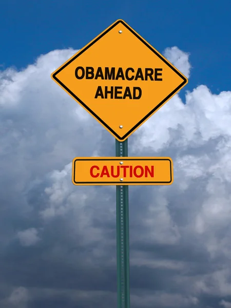 Obamacare ahead varning konceptuella inlägg — Stockfoto