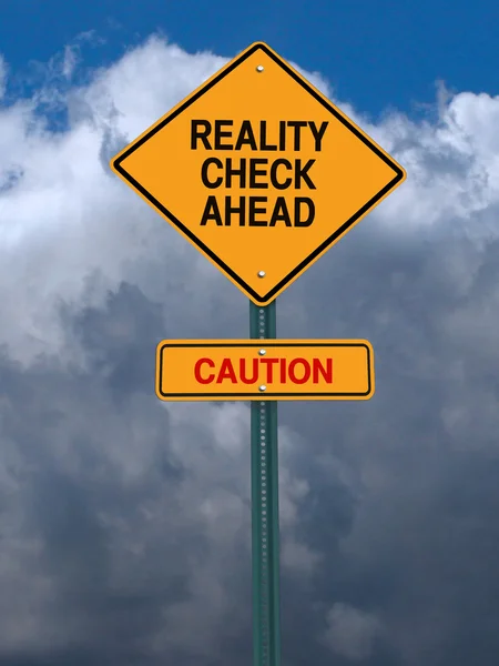 Rality check ahead sign — Stock Photo, Image