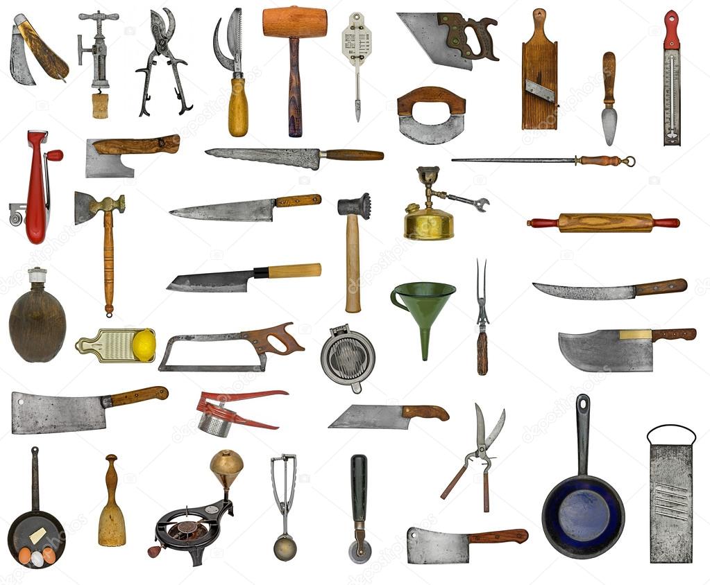 vintage kitchen utensils collage