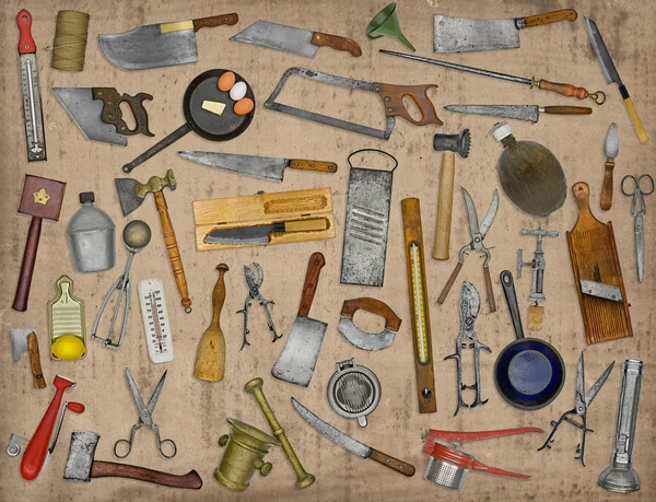 Vintage utensili da cucina collage — Foto Stock