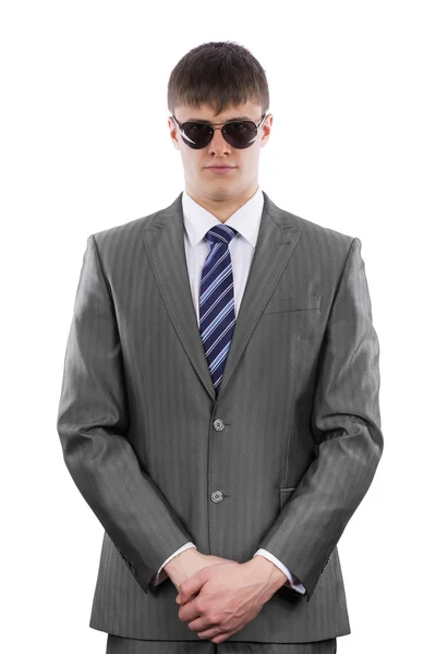 Guarda-costas vestindo um terno e sunglasse — Fotografia de Stock