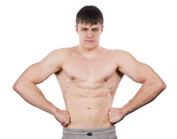 Man visar biceps — Stockfoto