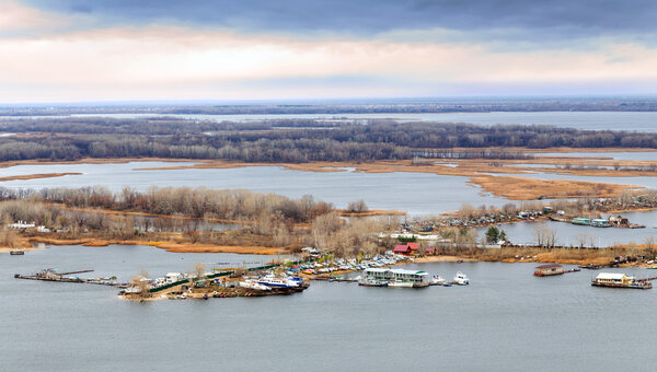 Saratov. View of island Zelenyy on Volga River. Russia