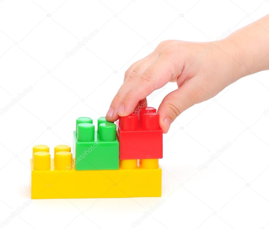 Color plastic blocks with hand