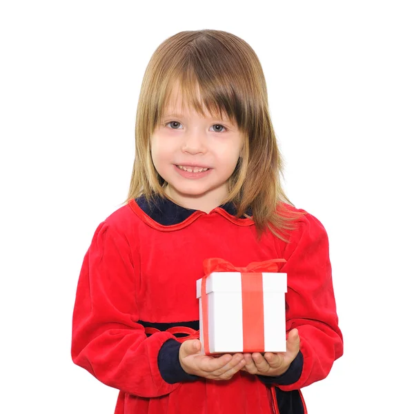 Gelukkig kind meisje houden doos van de gift — Stockfoto