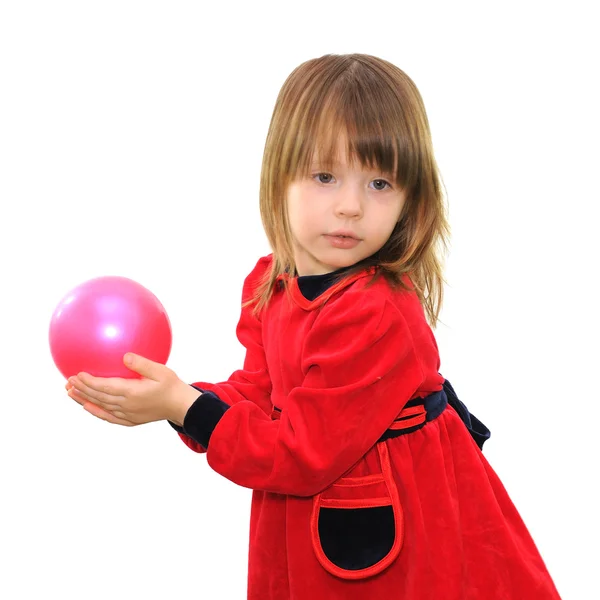 Meisje met een roze bal — Stockfoto