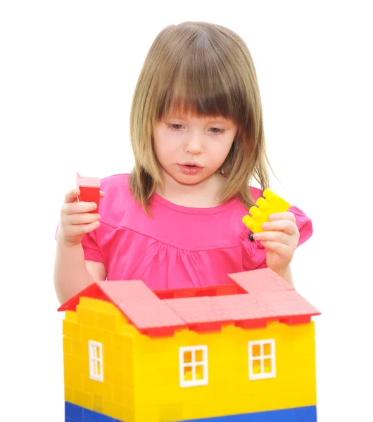 Girl playing with blocks — Stock Photo, Image