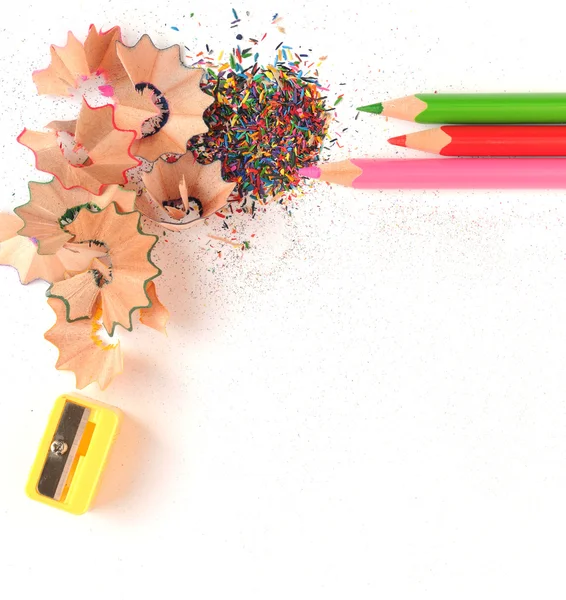 Ořezané tužky a hobliny — Stock fotografie
