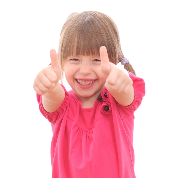 Mädchen zeigt ok — Stockfoto