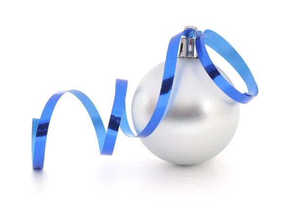 Christmas ball with ribbon — Stock Photo, Image