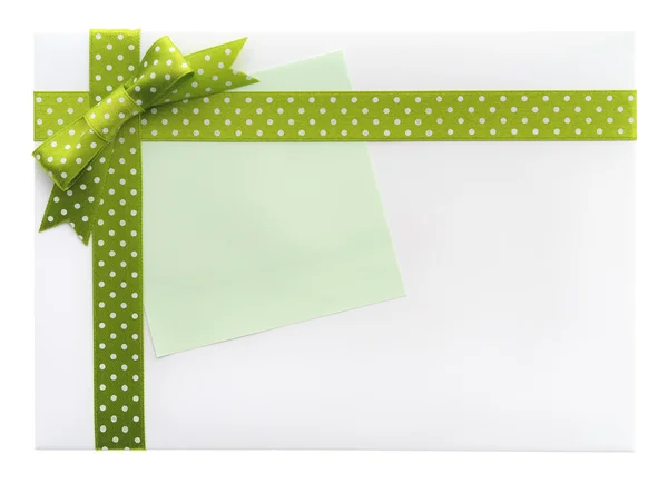 Blank gift with a green bow — Stock Photo, Image