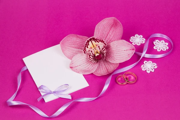 Kart metni ve orkide — Stok fotoğraf