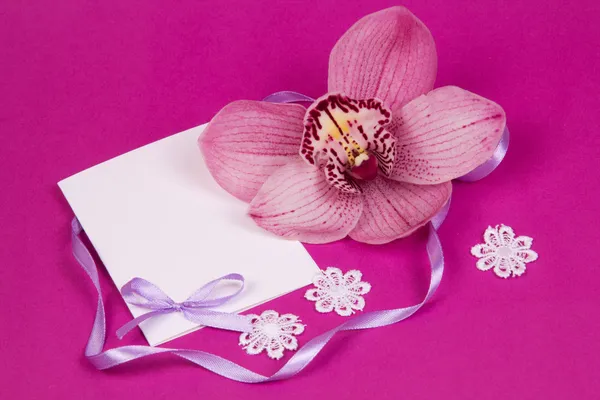 Carta per testo e orchidea — Foto Stock