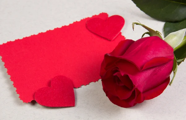 빨간 장미와 카드 — 스톡 사진