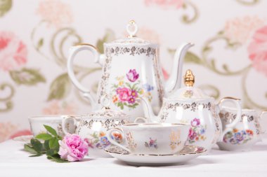 Antique tea set clipart