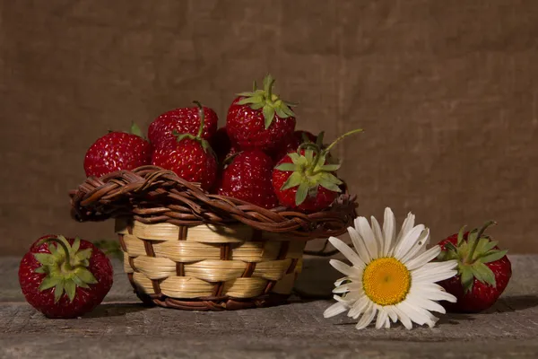 Strawberries in a basket — Stock Photo, Image