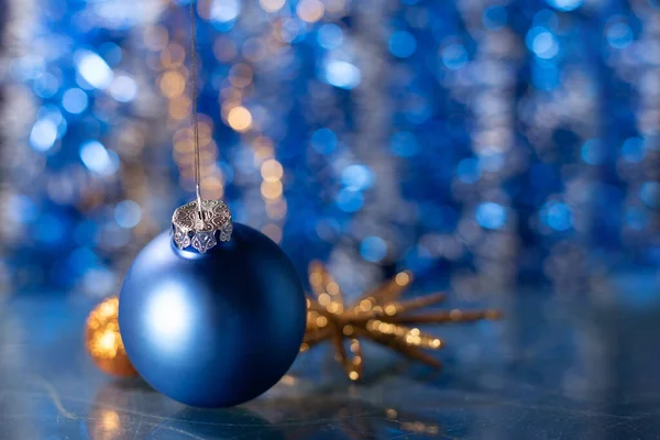 Concierto Navidad Con Accesorios Azules Sobre Fondo Abstracto — Foto de Stock