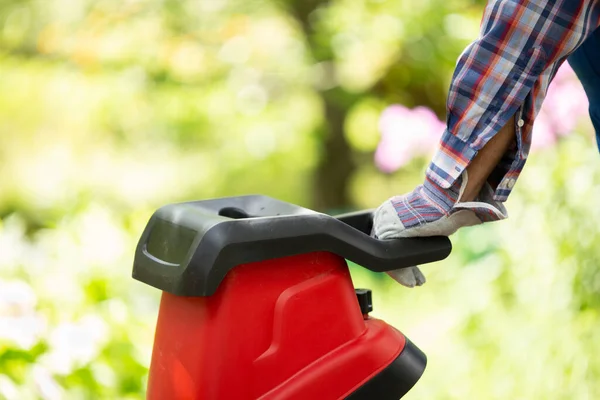 Garden Chipper Electric Shredder Mulcher Background Garden — Fotografia de Stock