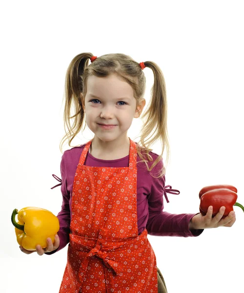Kleines Mädchen mit Paprika — Stockfoto