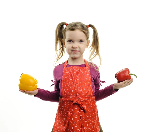 Dívka s paprikou — Stock fotografie