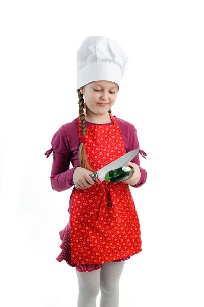 Girl with zucchini — Stock Photo, Image