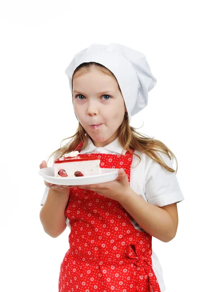 Meisje eten taart — Stockfoto