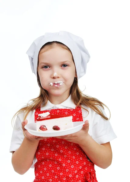 Girl eating cake — Stock Photo, Image