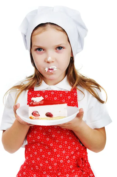 Girl eating cake — Stock Photo, Image