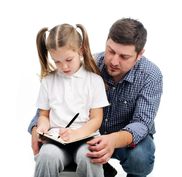 Papà aiuta con i compiti — Foto Stock