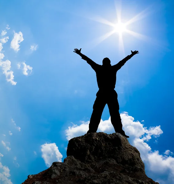 Silhouette of man and sunshine — Stock Photo, Image