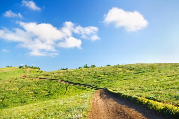 Strada che passa su un pendio di montagna — Foto Stock