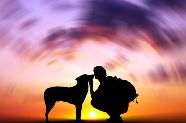 bir köpek ile çocuk