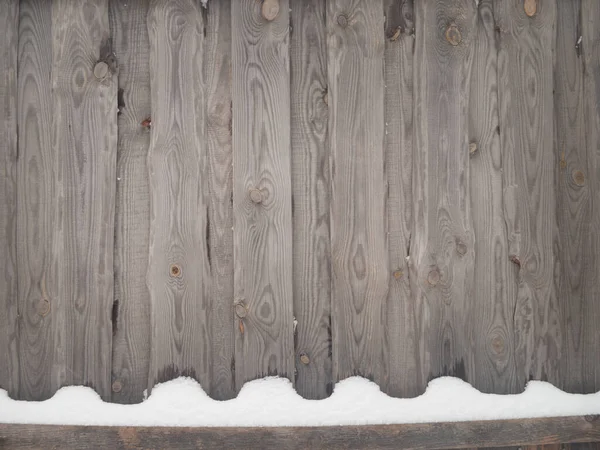 Wooden Fence Winter Dusted Fallen Snow — Stock Photo, Image