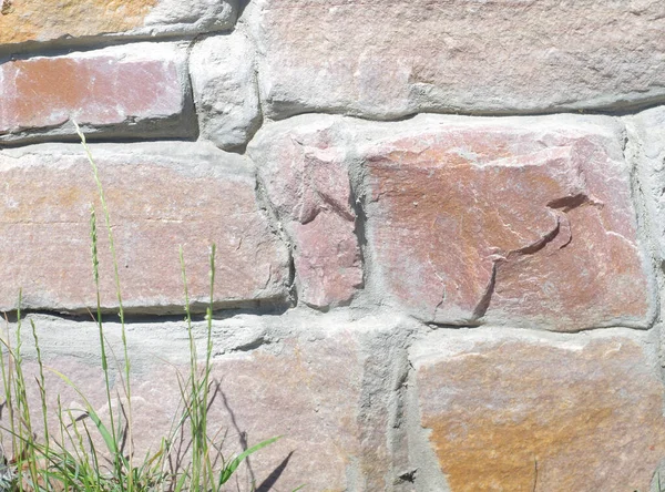 Powierzchnia Murowana Struktura Kamiennej Ściany Czerwony Kamień Naturalny Tekstury Ściany — Zdjęcie stockowe