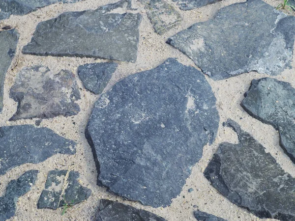 Stone Pavement Green Lawn Rays Setting Sun — ストック写真