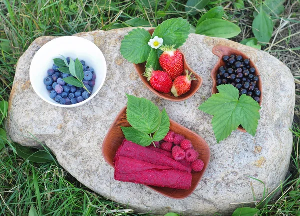 Summer harvest of berries from your garden. A set of different berries.