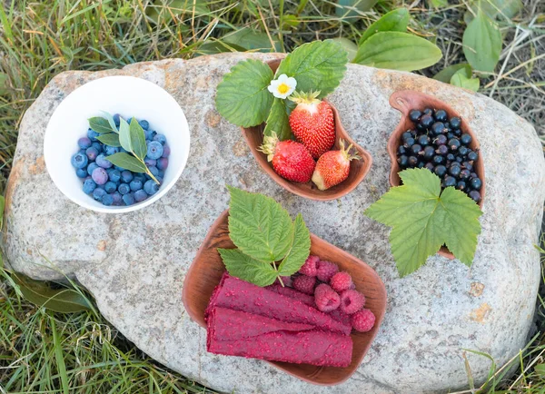 Summer harvest of berries from your garden. A set of different berries.