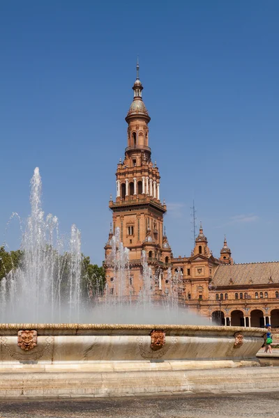 Çeşmenin üzerinde plaza de espana Seville yakın çekim — Stok fotoğraf