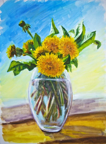 Dandelions, oil painting on canvas — Stock Photo, Image