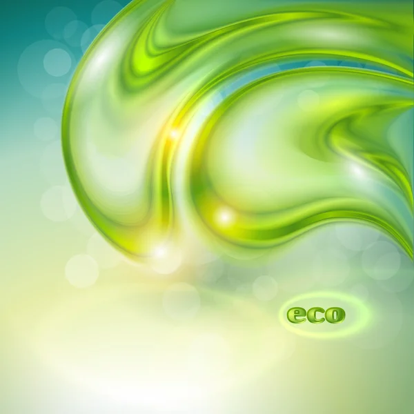 Astratto sfondo verde con gocce d'acqua — Vettoriale Stock