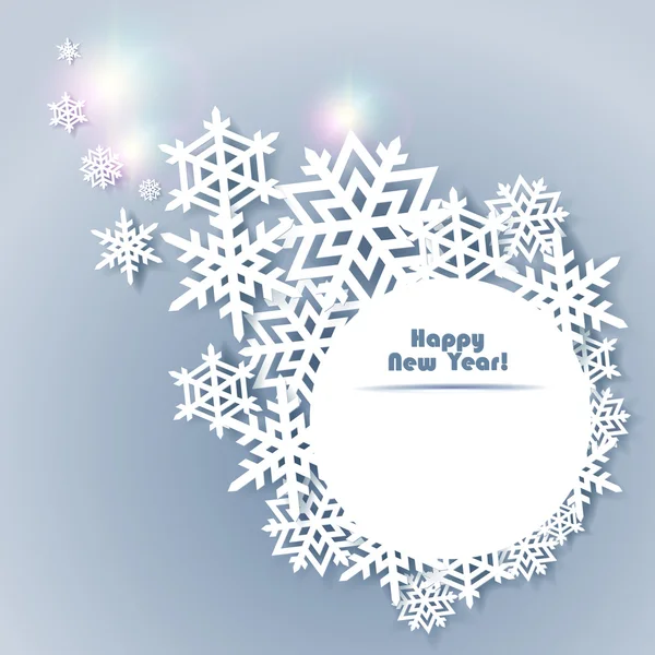 Аннотация New Year Background with paper snowflakes — стоковый вектор