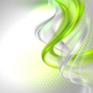 Abstract gray waving background with green element