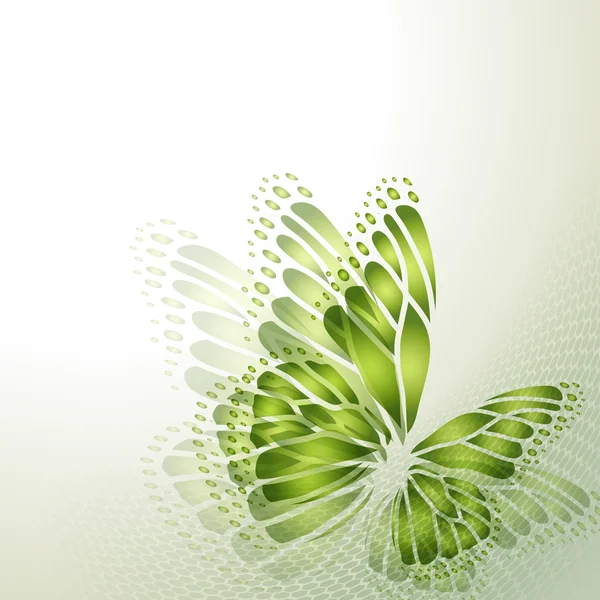 Fondo abstracto con mariposa verde — Vector de stock