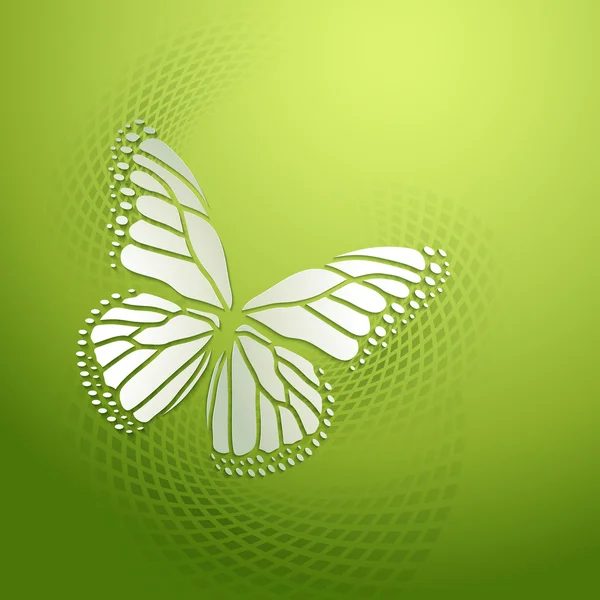 Fondo abstracto con mariposa verde — Vector de stock