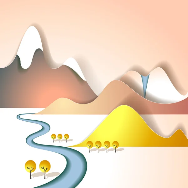 Paper mountain landscape — Stock Vector