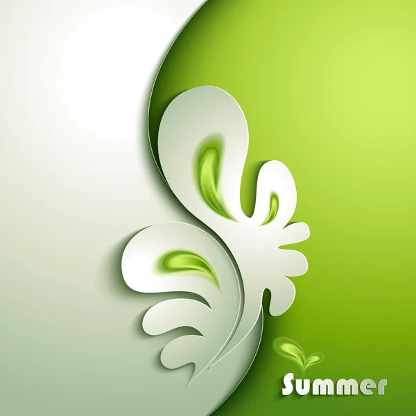 Planta de papel abstracta con elementos verdes — Vector de stock